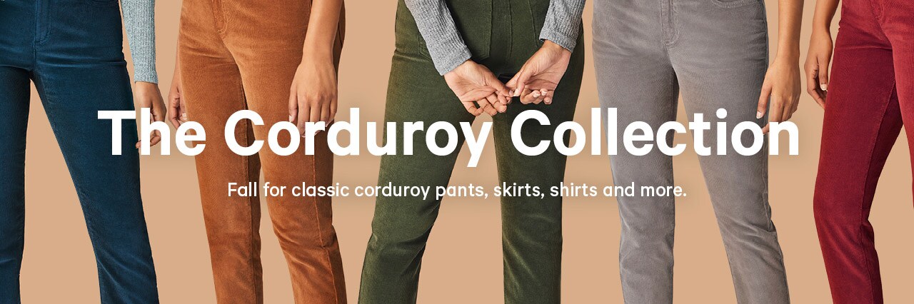 Women's corduroy bottoms, skirts, shirts and more