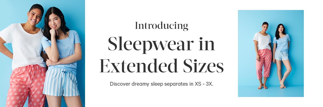 Sleepwear in extended sizes