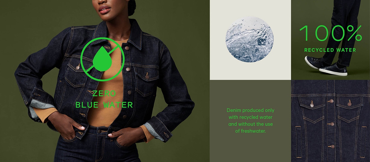 Zero Blue Water. Denim produced only with recycled water and without the use of freshwater.