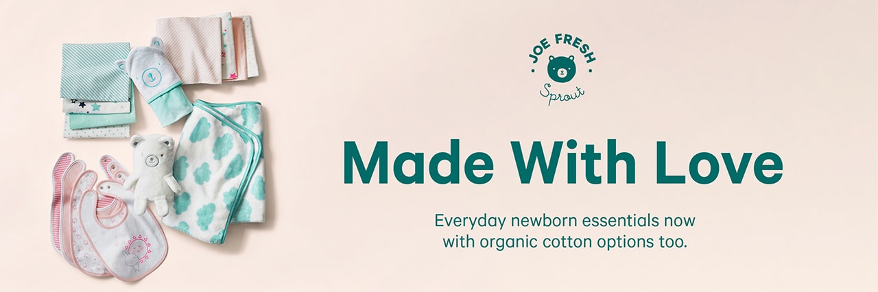 Newborn essentials now with organic cotton.