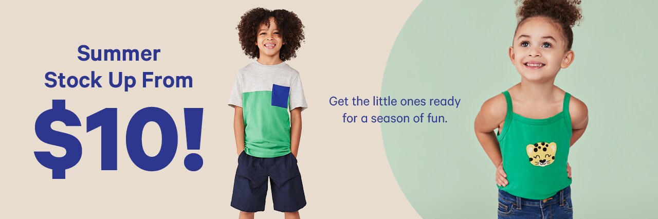 Kids summer stock up from $10.