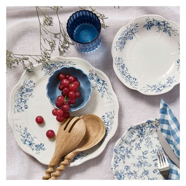 Vintage Floral Dinner Plate - Light Blue