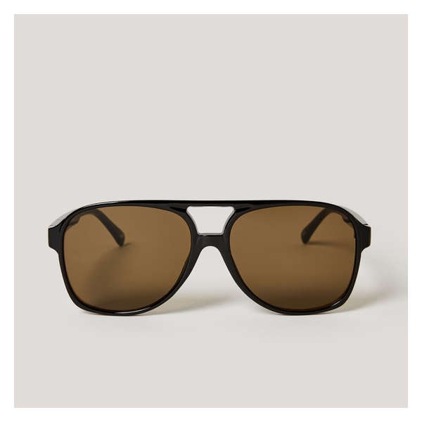 Wide Fit Aviator Sunglasses - Black