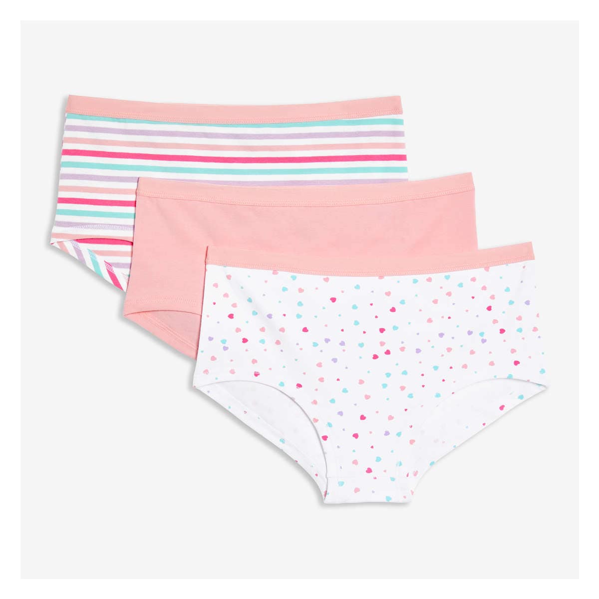 Pink Label Girls Boyshort Underwear, 10-Pack, Sizes 4-14