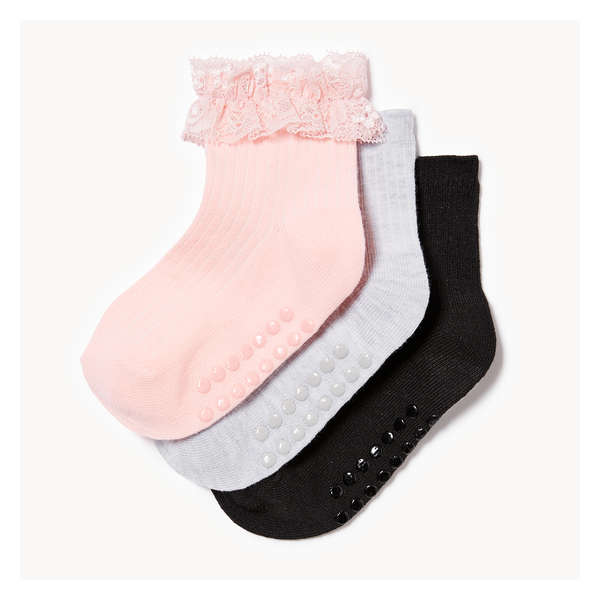 Toddler Girls' 3-Pack Quarter-Crew Socks - Pink