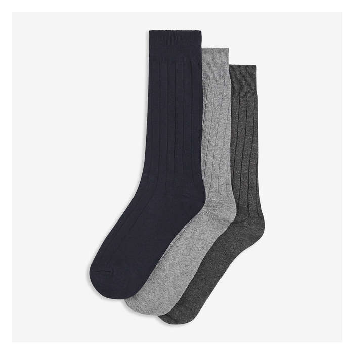 Pour Des Hommes Ens. 3 paires de chaussettes tube côtelées hommes - Marine