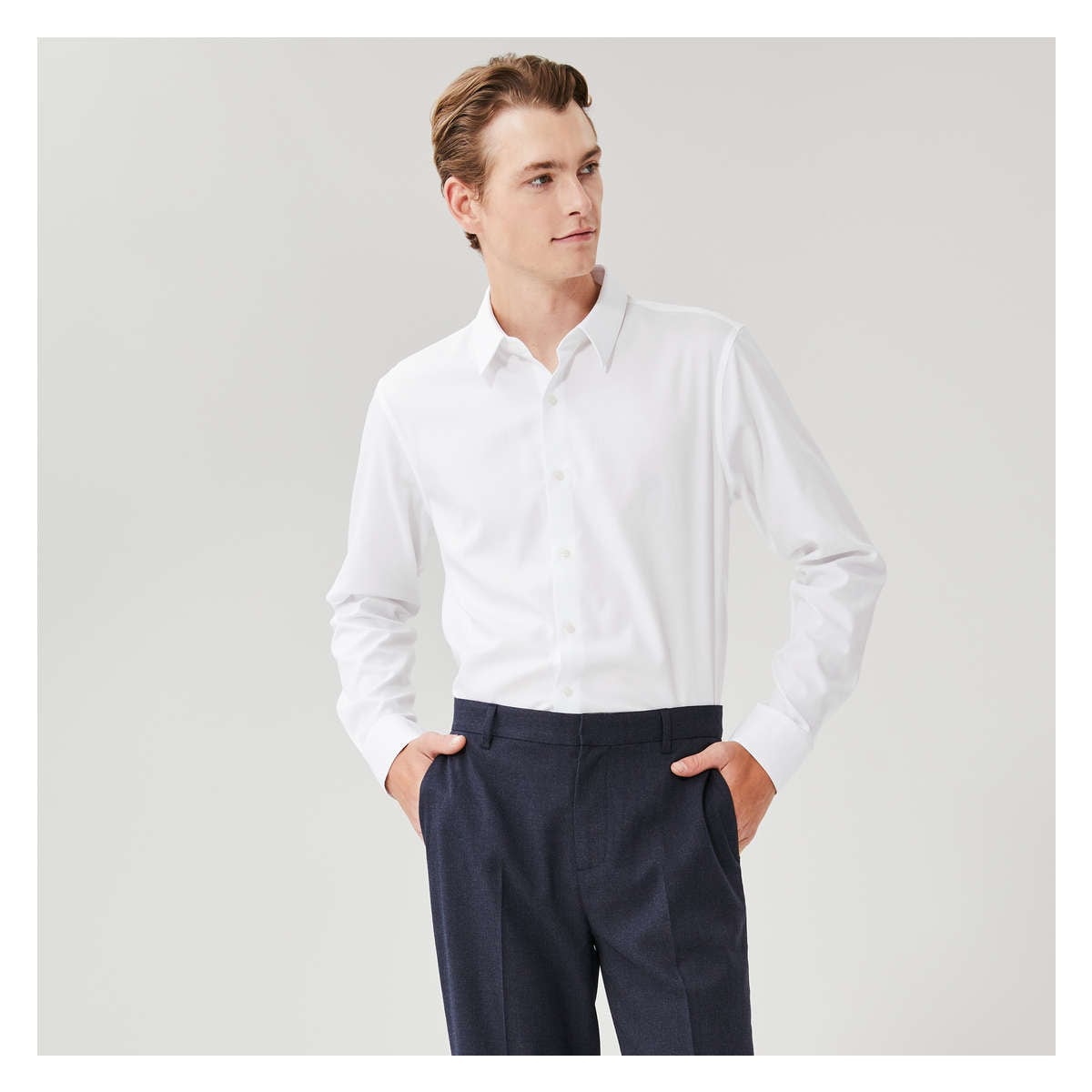 Pinpoint Solid White Non-Iron Dress Shirt