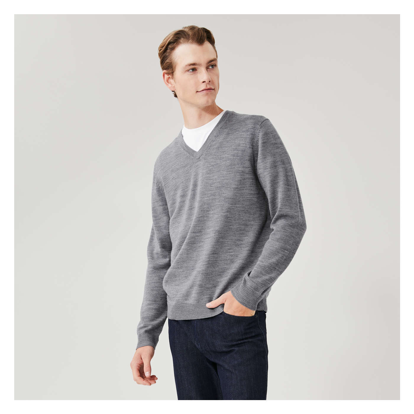 APT.9 Mens Gray Soft Merino Long Sleeve V-Neck Sweater XX-Large at