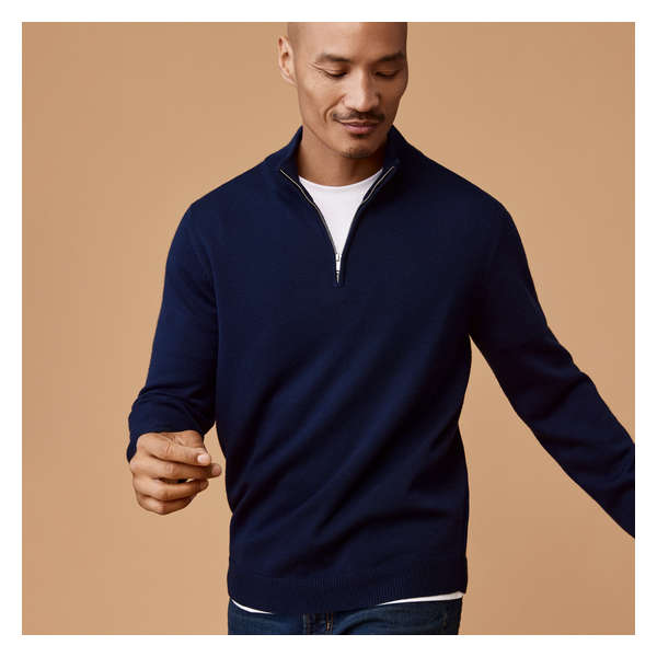 Men's Premium  Quarter-Zip Merino Sweater - Dark Navy