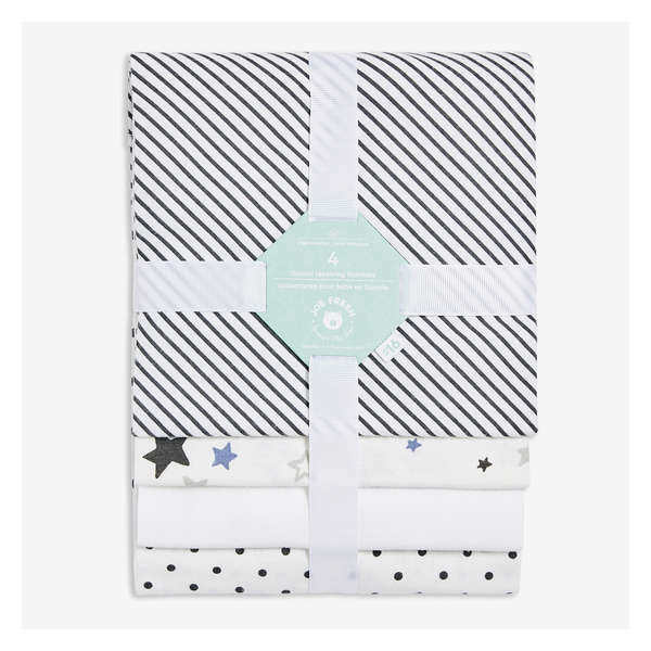 Newborn 4 Pack Receiving Blanket - Charcoal