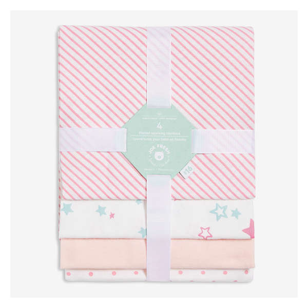 Newborn 4 Pack Receiving Blanket - Light Pink