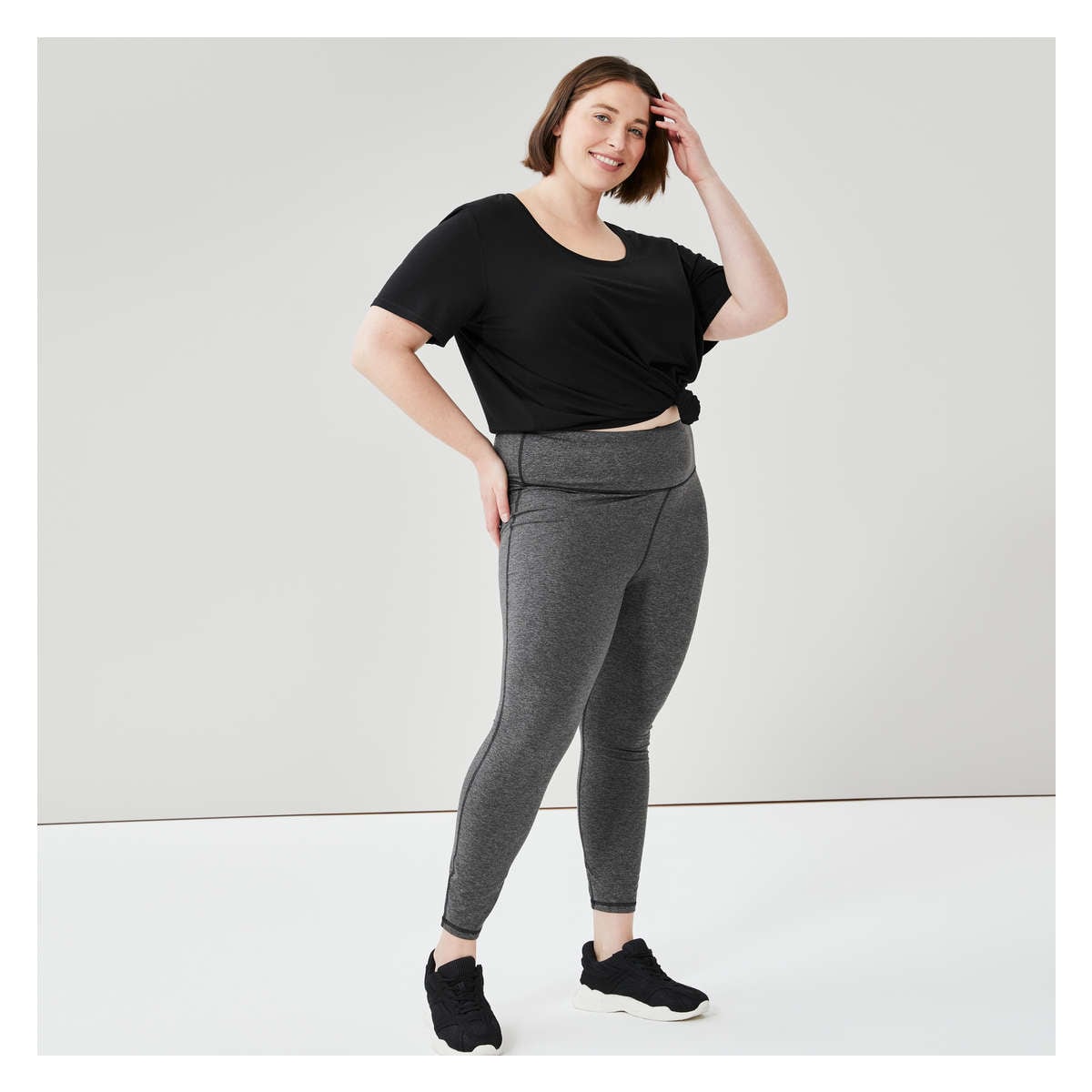 New Mix Womens Grey Athletic Leggings One Size - beyond exchange