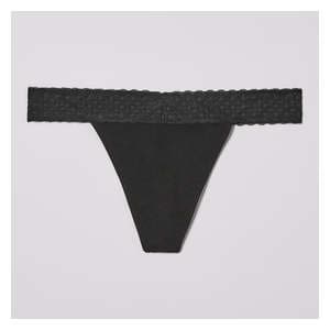 Women+ Lace Waist Thong - Black