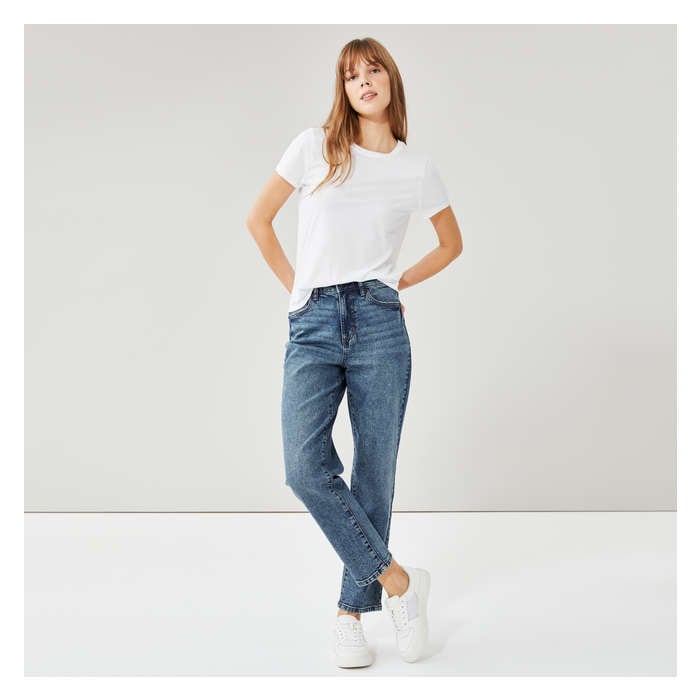 Aux Femmes Jean droit à taille haute