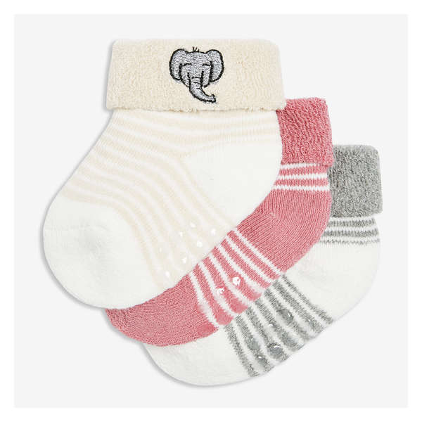 Newborn 3 Pack Roll Cuff Socks - Cream