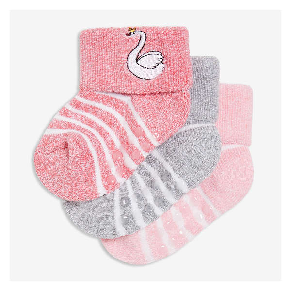 Baby Girls’ 3 Pack Cushion Socks - Light Pink