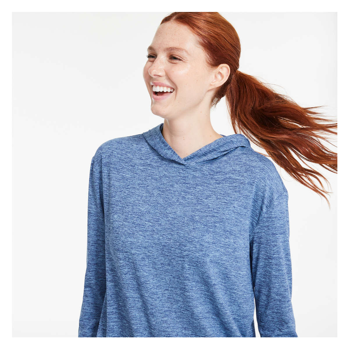 Crop Cinch Hoodie in Blue from Joe Fresh