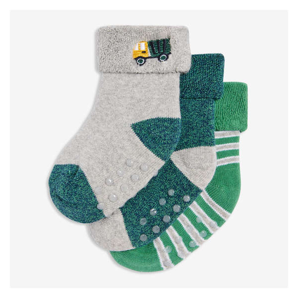 Baby Boys' 3 Pack Cuffed Socks - Green