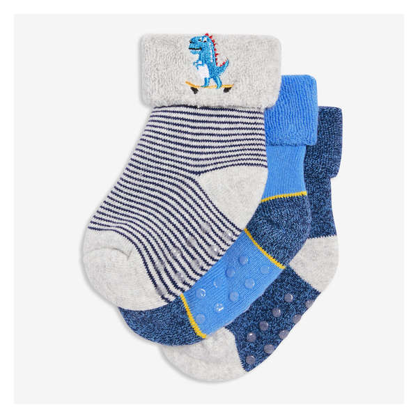Baby Boys' 3 Pack Cuffed Socks - Grey