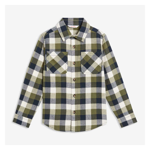Kid Boys' Plaid Flannel Shirt - Olive