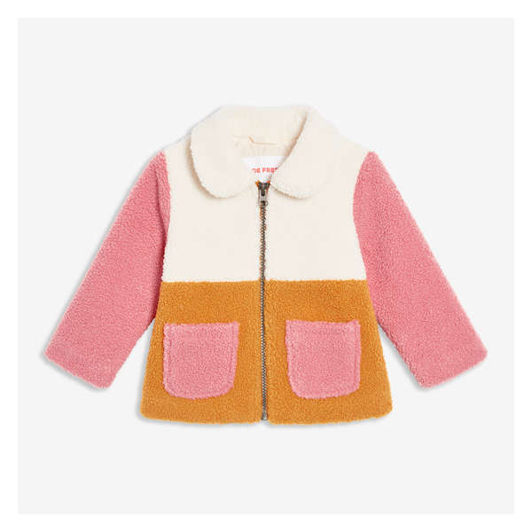 Baby Girls' Teddy Fleece Jacket - Linen