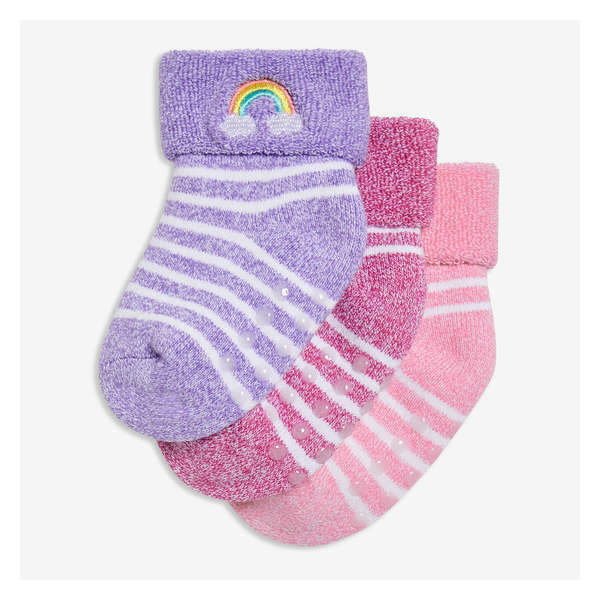 Baby Girls' 3 Pack Cuffed Socks - Purple