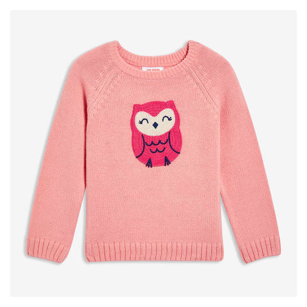 Toddler Girls' Appliqué Sweater - Pastel Pink