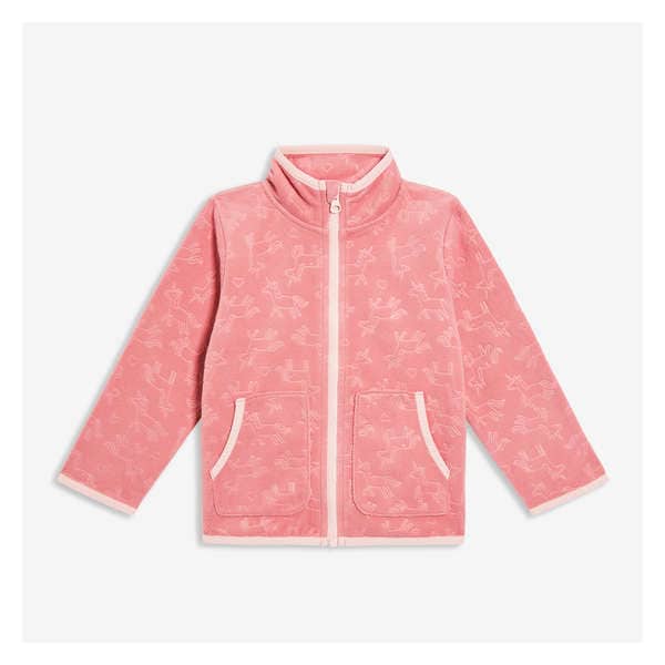 Toddler Girls' Fleece Jacket - Dusty Pink