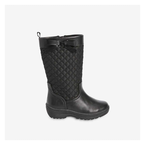 Toddler Girls' Quilted Boots - Black