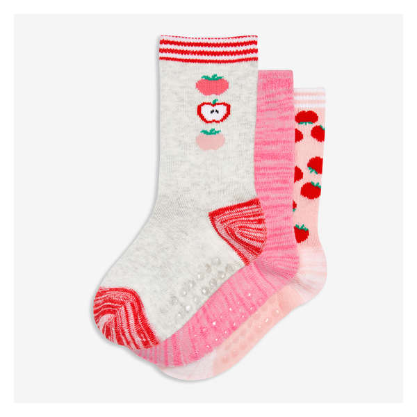 Toddler Girls' 3 Pack Crew Socks - Red