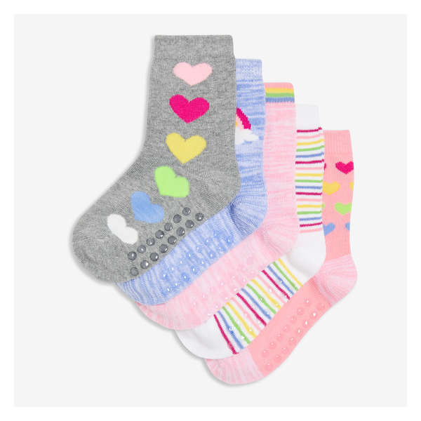 Toddler Girls' 5 Pack Crew Socks - Grey