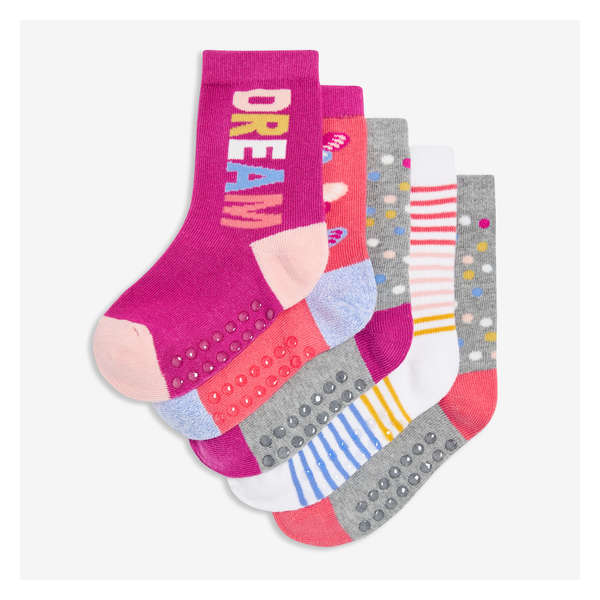 Toddler Girls' 5 Pack Crew Socks - Pink