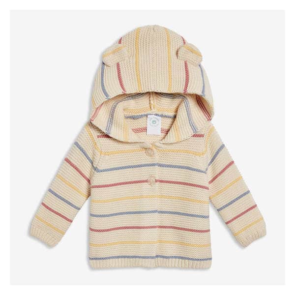 Newborn Hooded Sweater Cardi - Linen