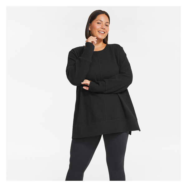 Women+ Side Slit Pullover - Black