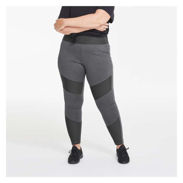 Women+ Rib Panel Active Legging - Charcoal Mix