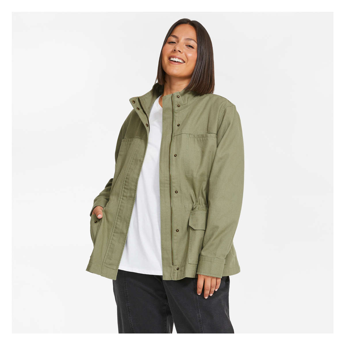 Women+ Zip Utility Jacket in Light 