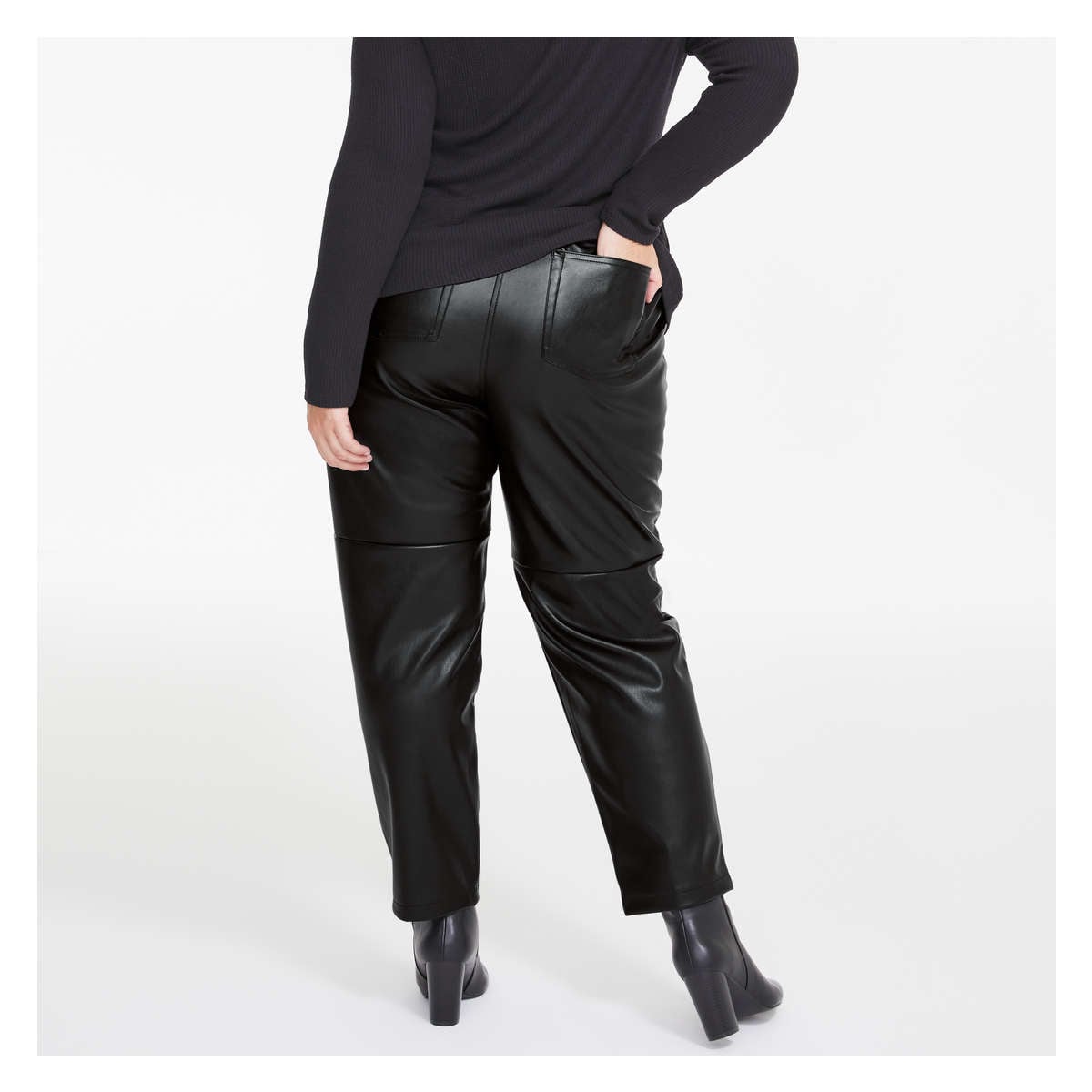 Women+ Faux Leather Pant in JF Black from Joe Fresh