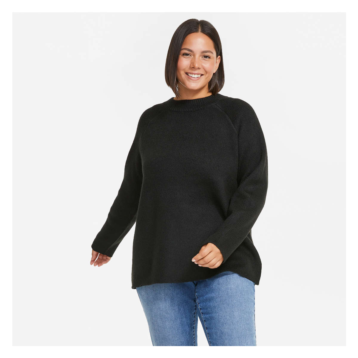 Women+ Crew Neck Sweater in JF Black 