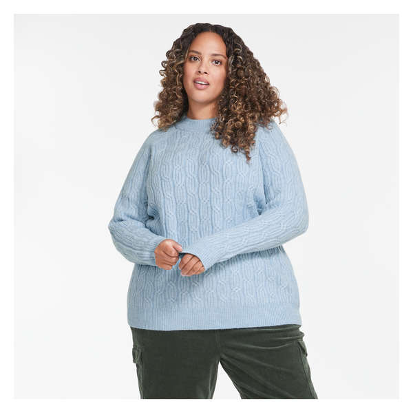 Women+ Cable Knit Sweater - Light Blue