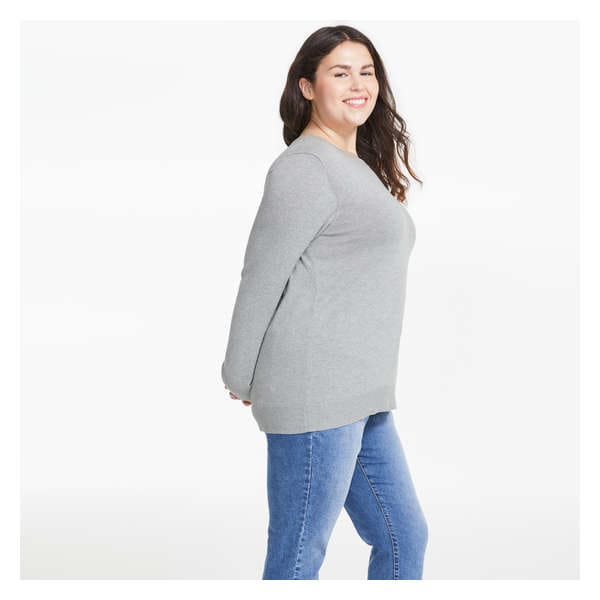 Women+ Crew Neck Sweater - Light Grey