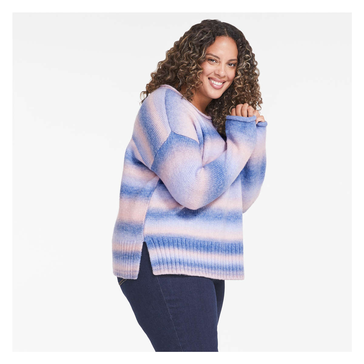 Women+ Drop Shoulder Sweater in Blue 
