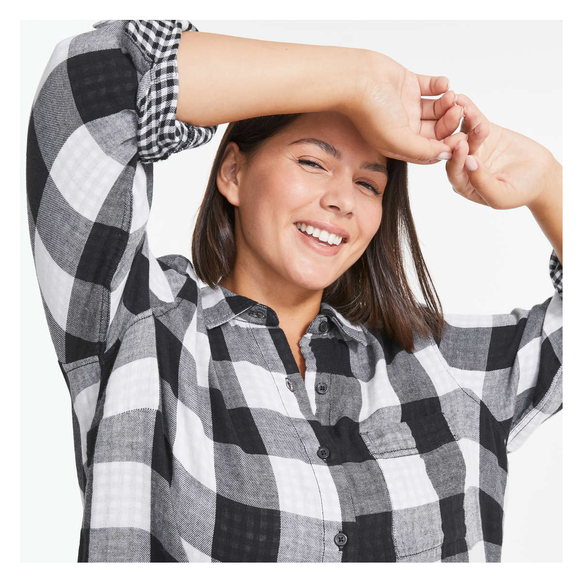 Women+ Buffalo Plaid Tunic Shirt in 
