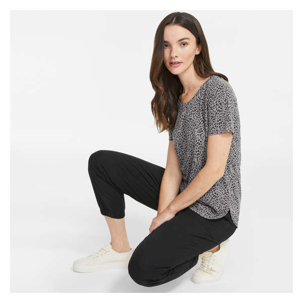 Printed Relaxed-Fit Tee - Charcoal Mix