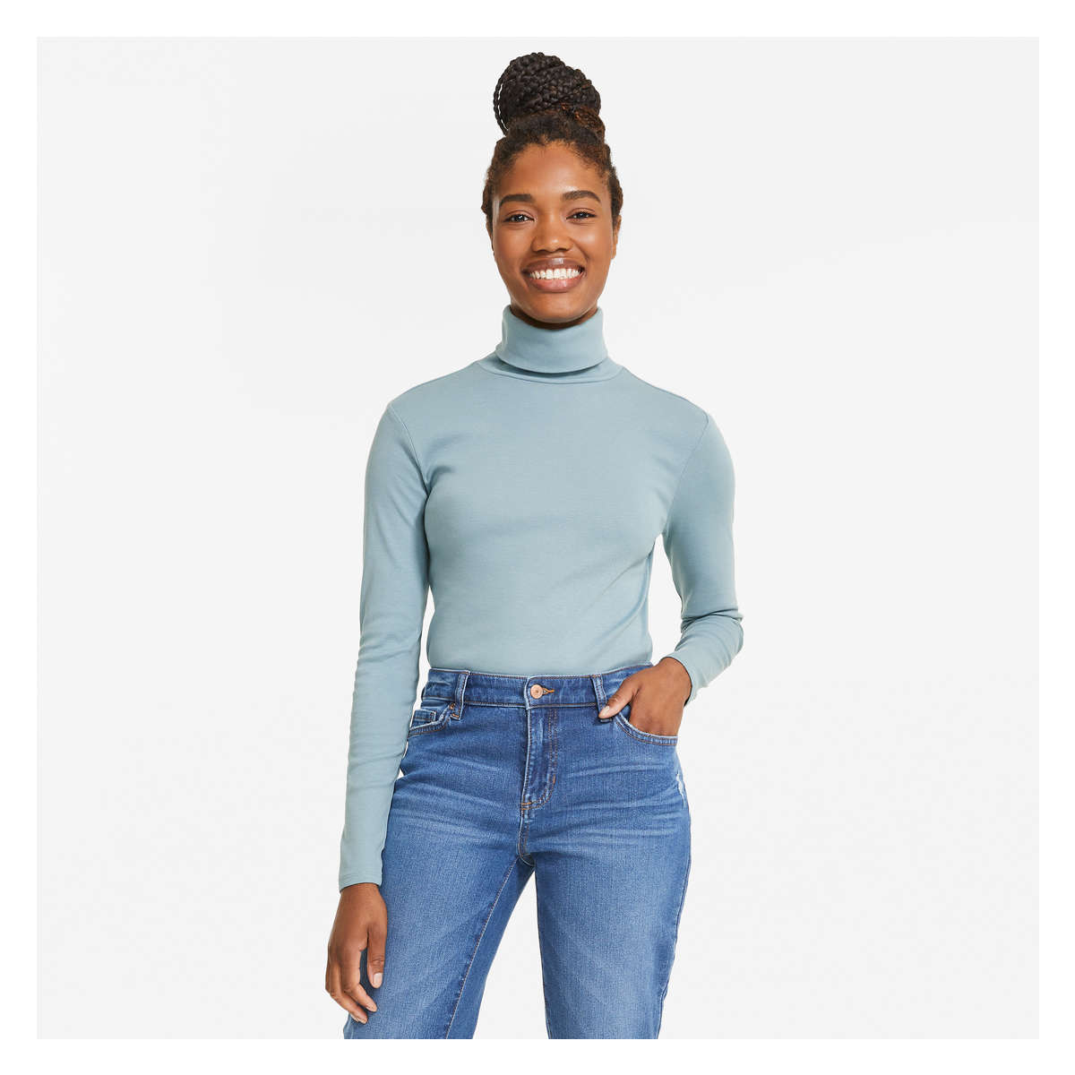 Organic Cotton Turtleneck in Pale Blue 