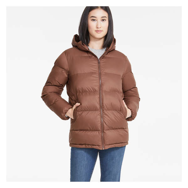 Hooded Puffer Jacket with PrimaLoft® - Brown