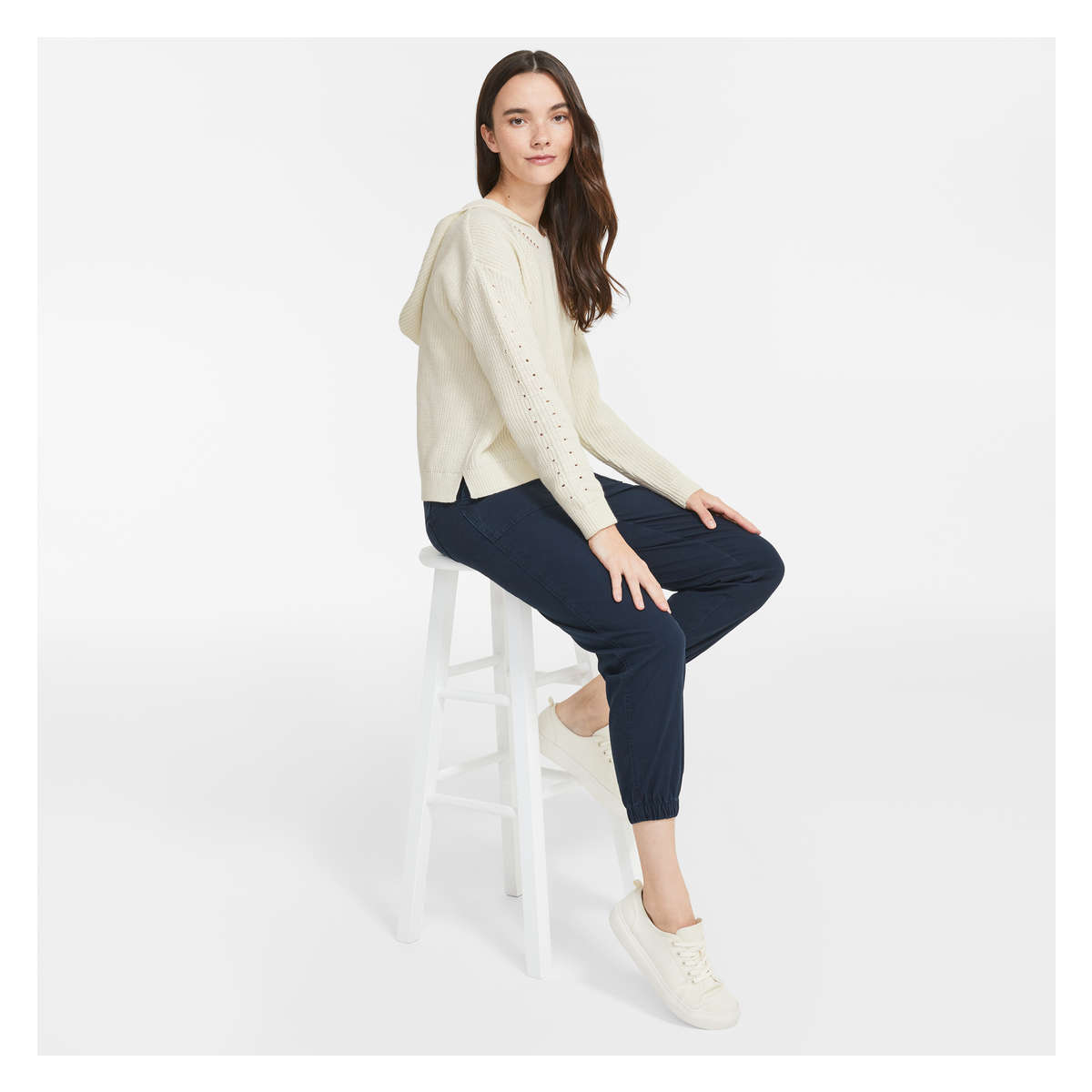 Sweater Hoodie in White from Joe Fresh
