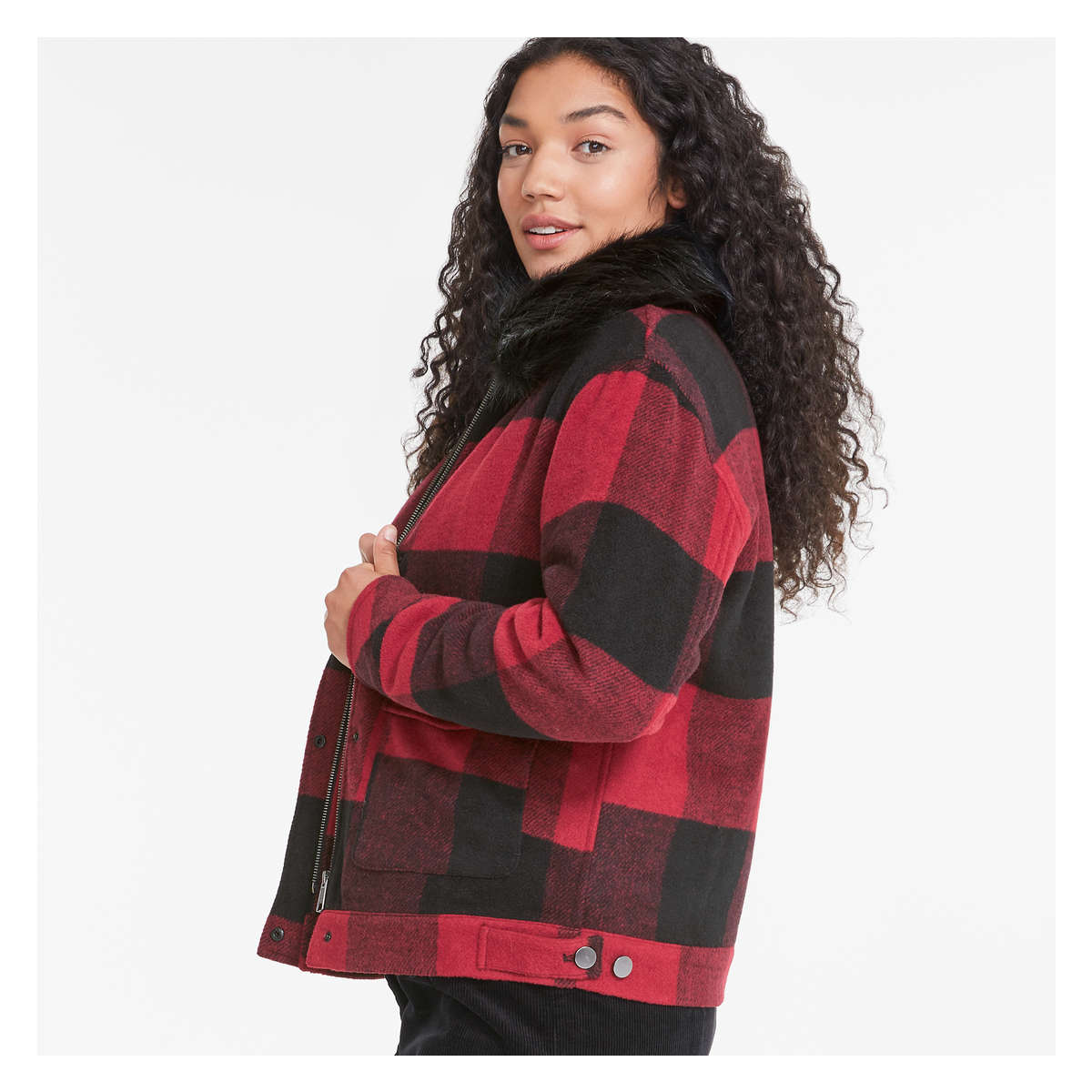 Buffalo Plaid Coat in Dark Red from Joe 