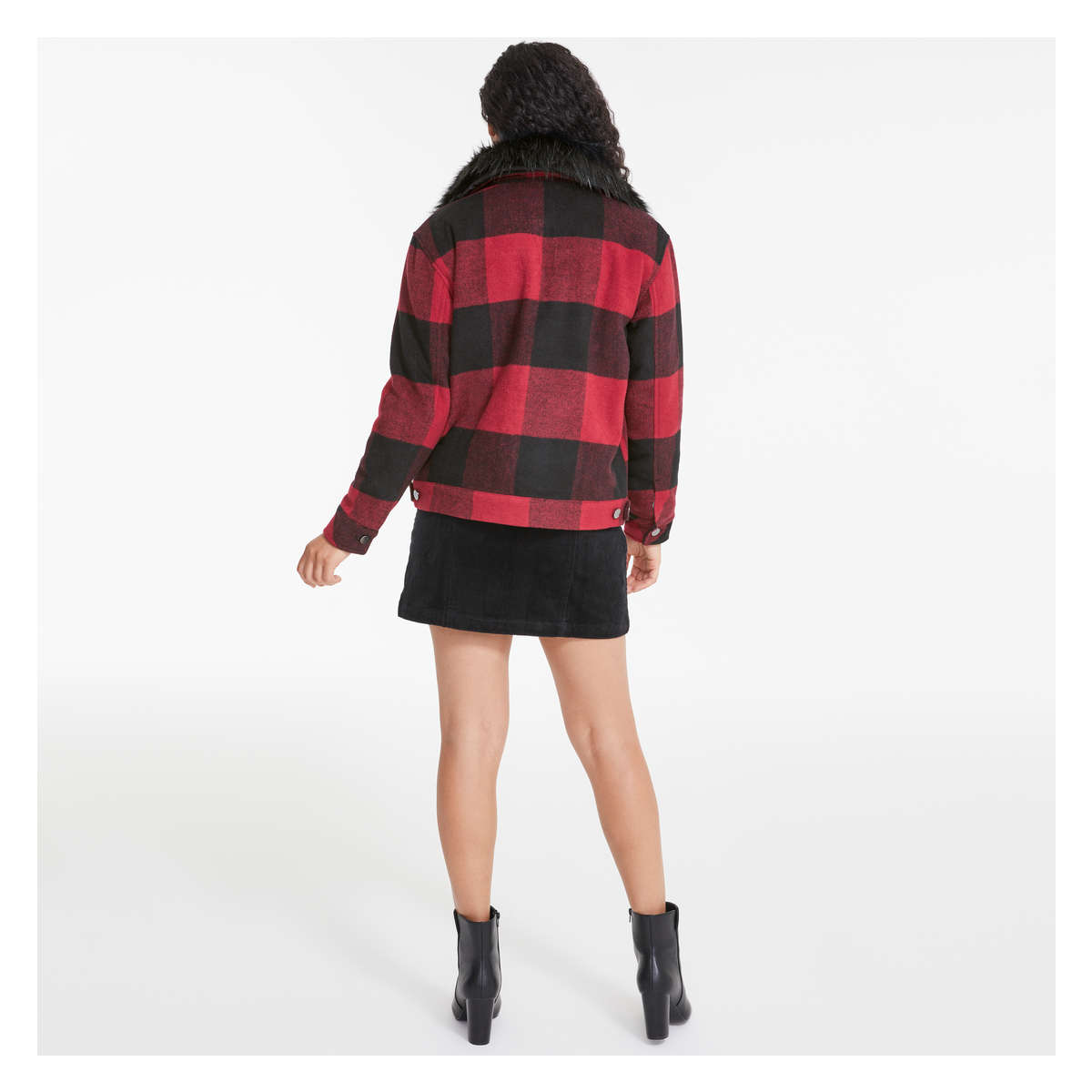 Buffalo Plaid Coat in Dark Red from Joe 