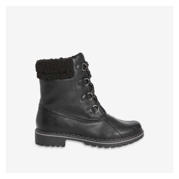Lace-Up Snow Boots - Black