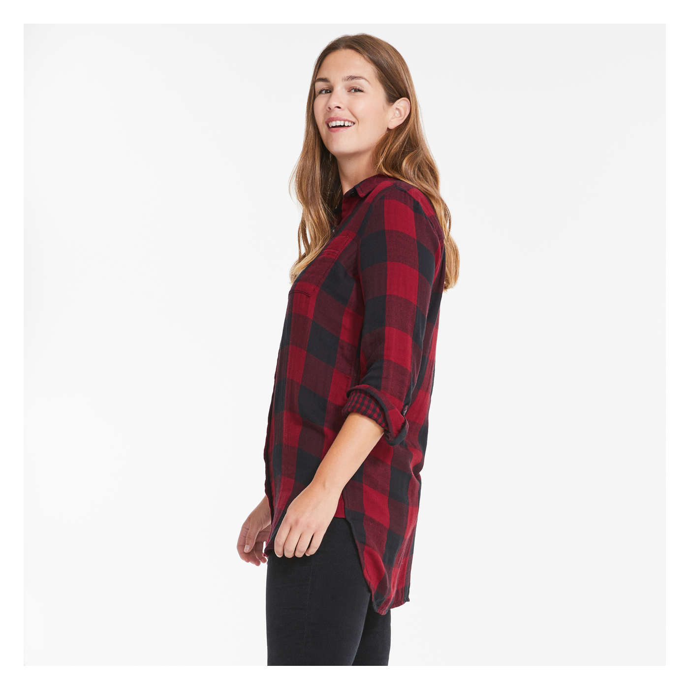 Buffalo Plaid Tunic Shirt in Red from 